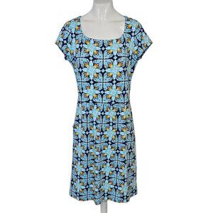 J.McLaughlin Womens Printed Dress Size Small Catalina Cloth Pockets Mini Blue